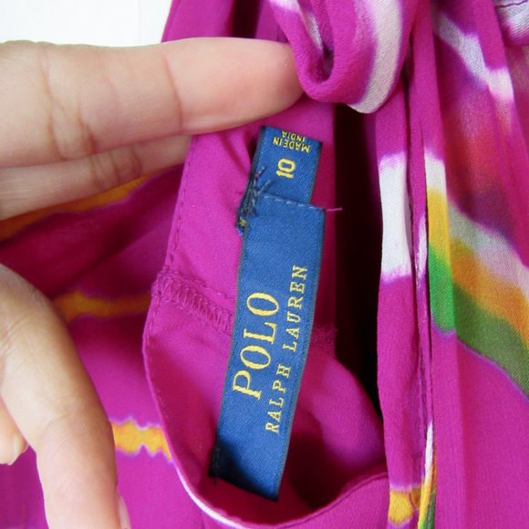 POLO RALPH LAUREN Pink Silk Summer Halter Dress Gorgeous Dyed Maxi Barbie SZ-10 - Picture 8 of 14